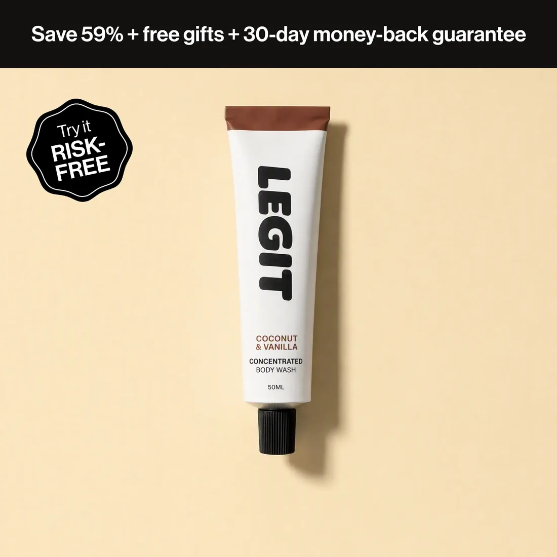 Tube of Concentrated Body Wash, Coconut & Vanilla
